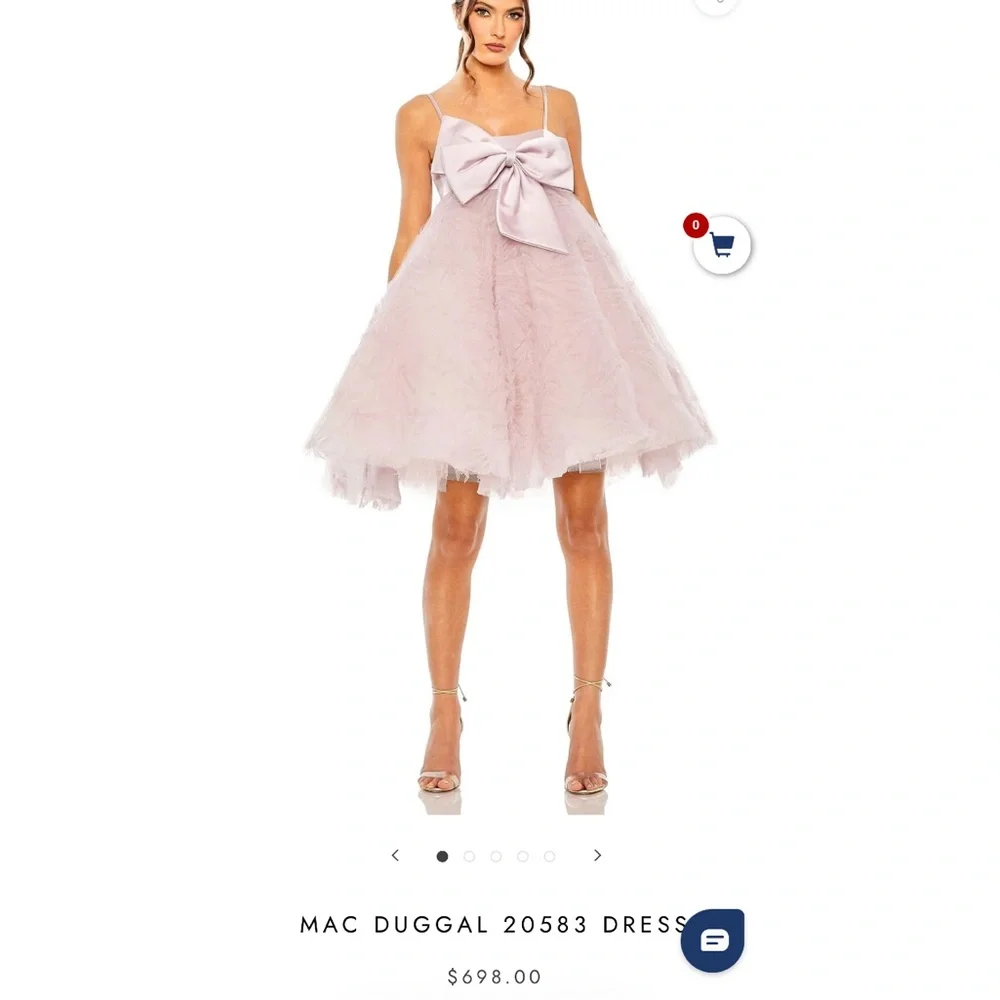 Mac Duggal Pink Bow Front Tulle Mini Dress - Picture 10 of 12